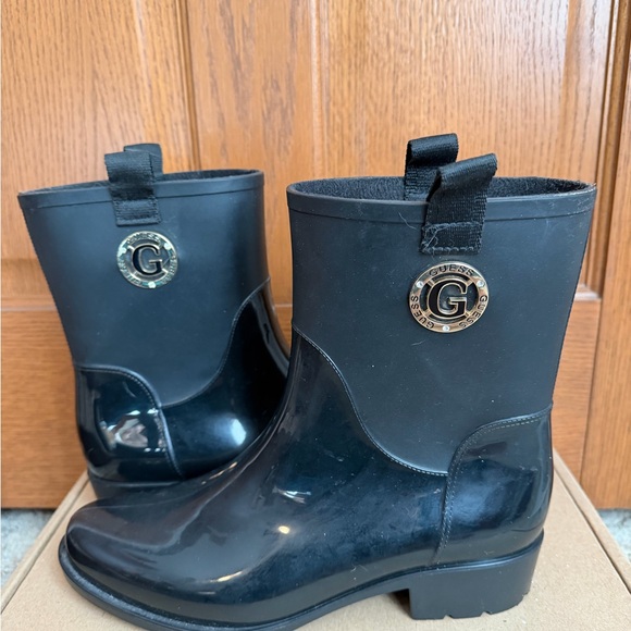 Guess Shoes - Guess Black Women's Rain Boots with Gold Accent